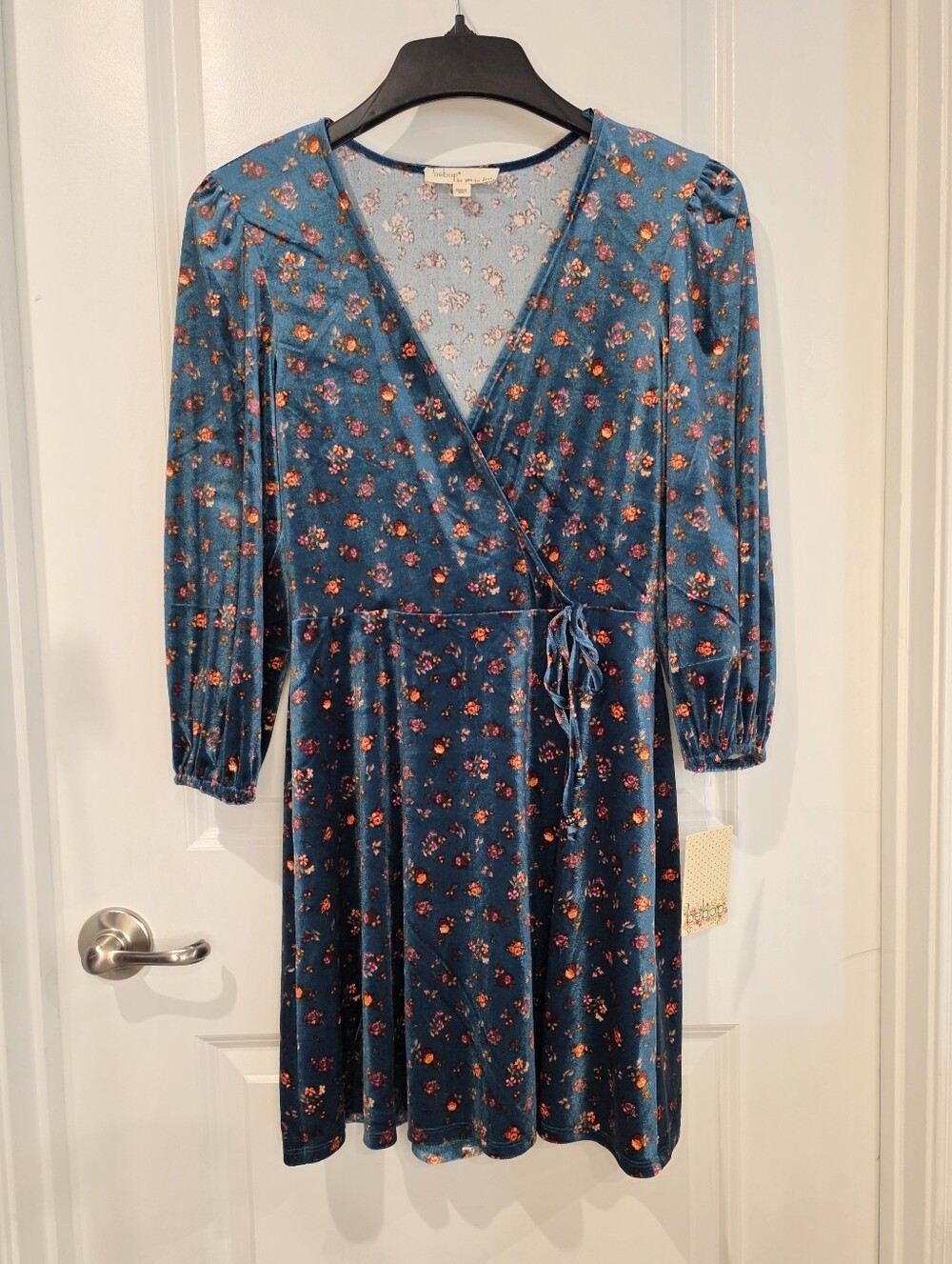 BeBop Velvet Floral Faux-Wrap Mini Dress
